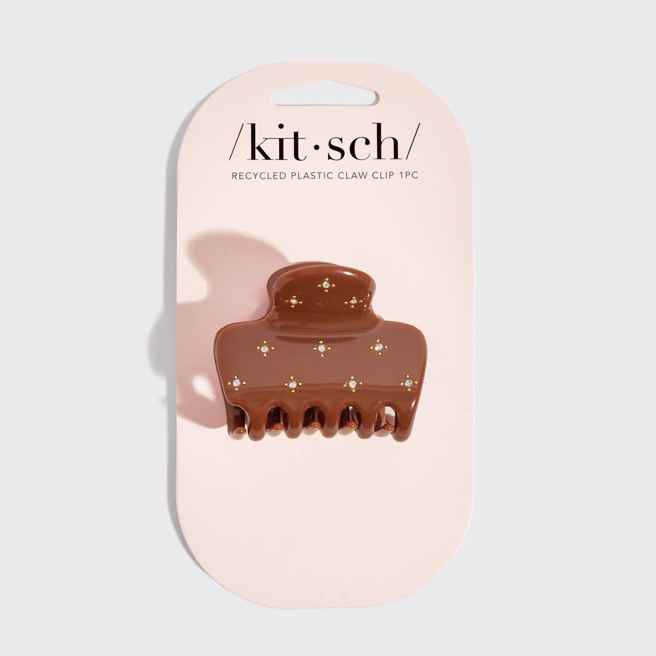 Recycled Plastic Rhinestone Medium Puffy Claw Clip - Camel