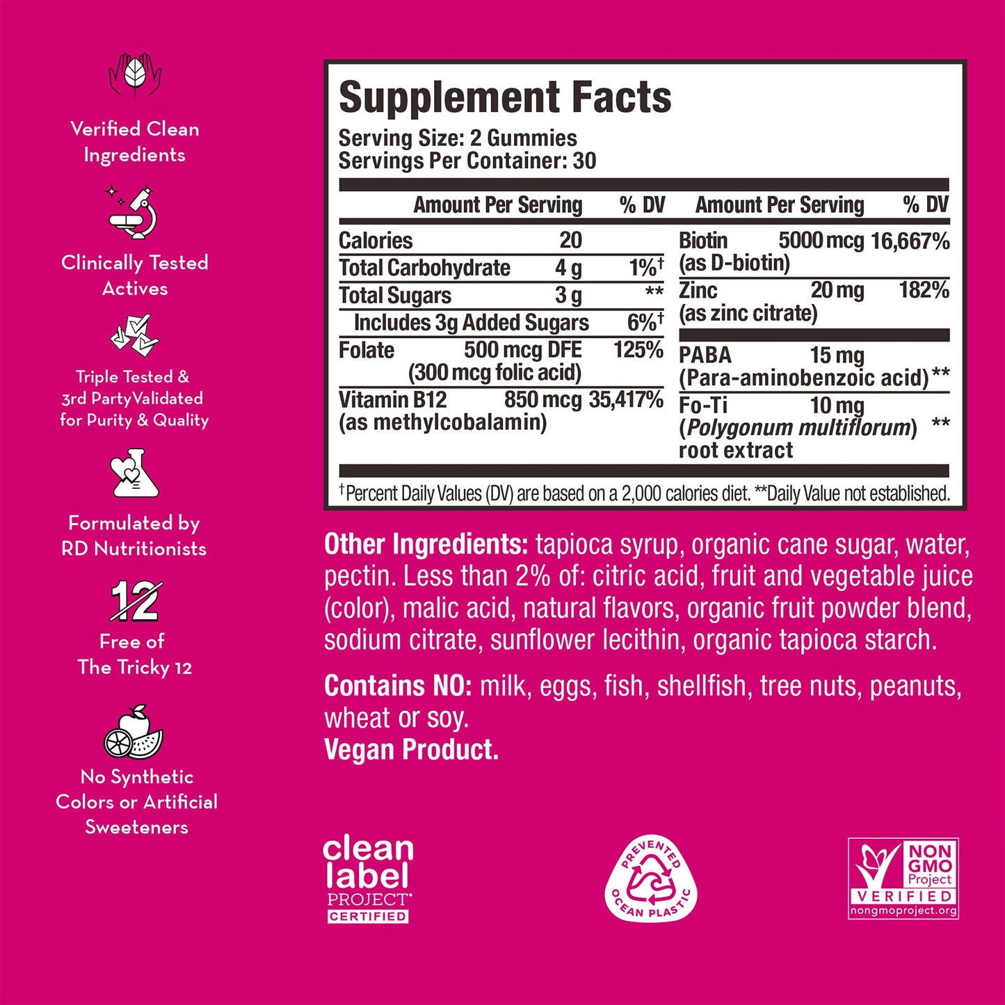 Hair Strong Gummies for Growth with Biotin, FO-TI, & PABA