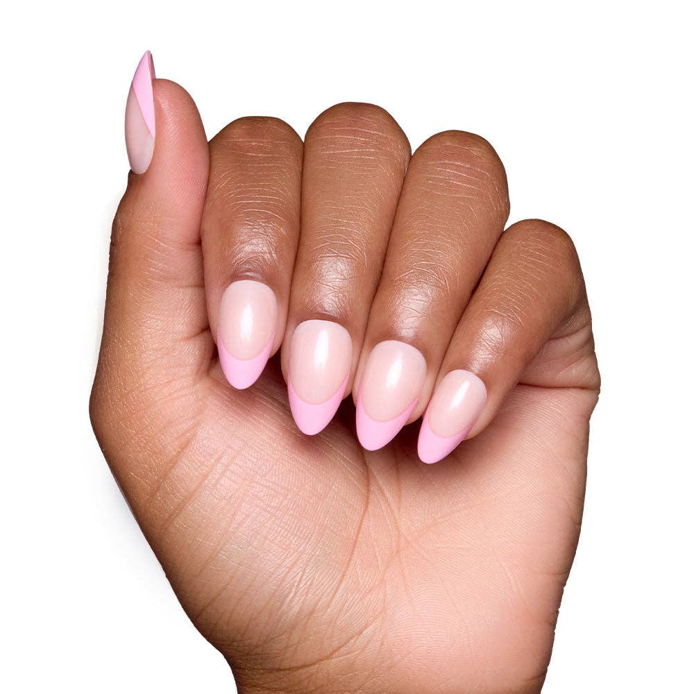 Pink Macaron French Tip Press-On Nails | Short Almond