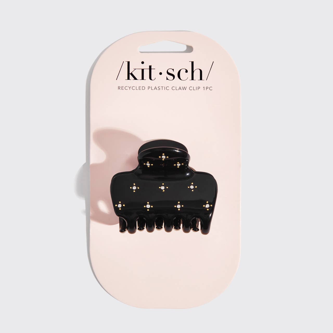 Recycled Plastic Rhinestone Medium Puffy Claw Clip - Black