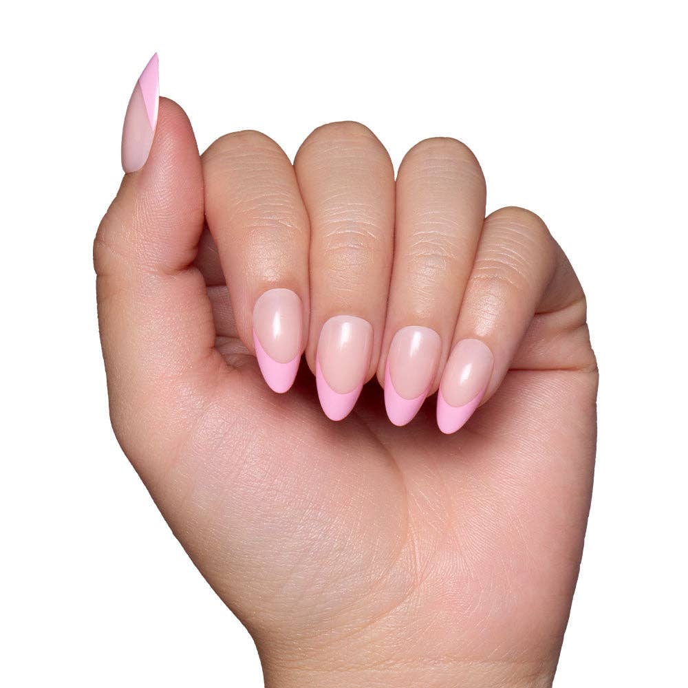 Pink Macaron French Tip Press-On Nails | Short Almond