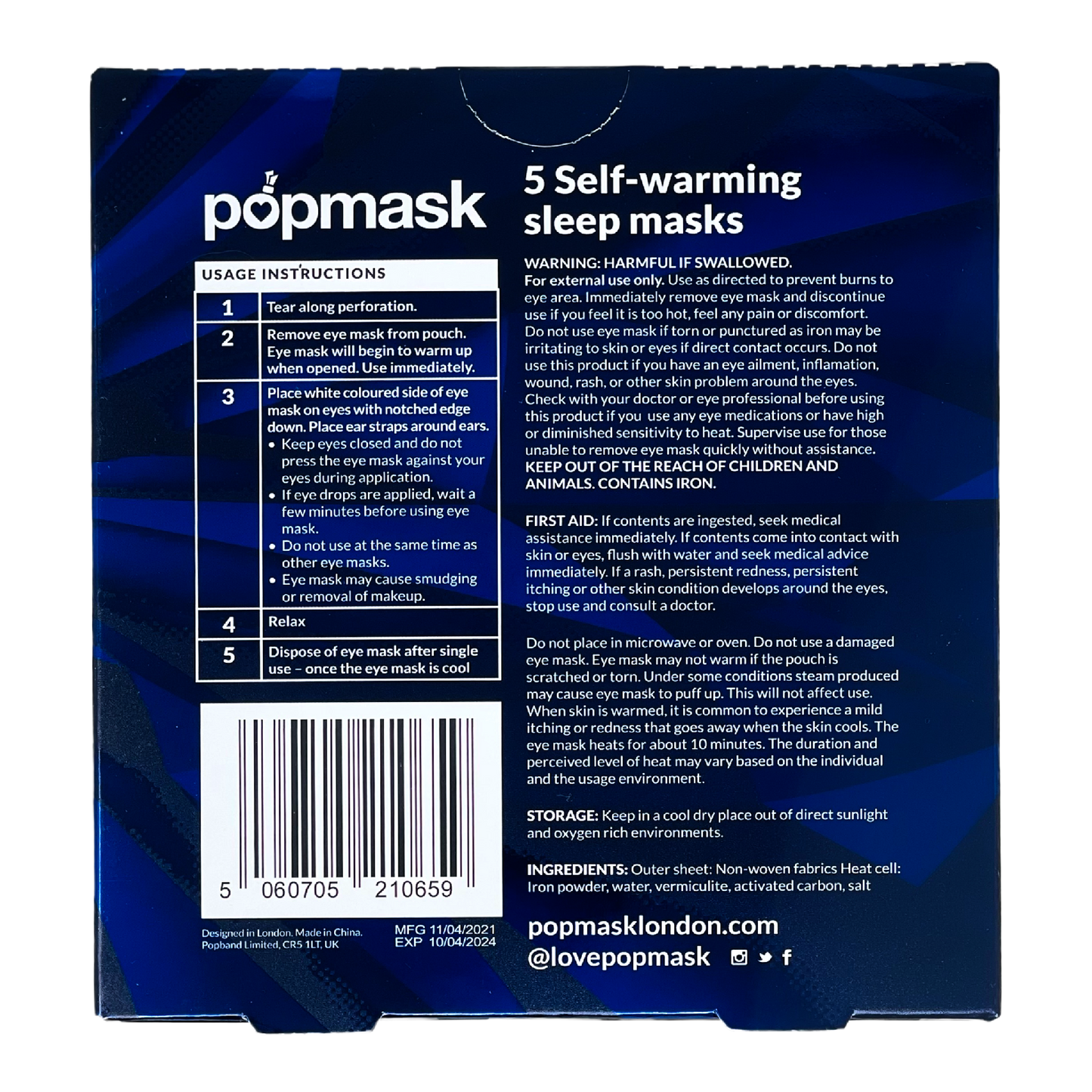Deep Sleep Self-Heating Eye Masks for Men