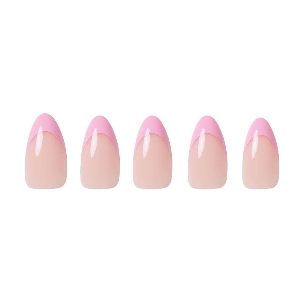 Pink Macaron French Tip Press-On Nails | Short Almond