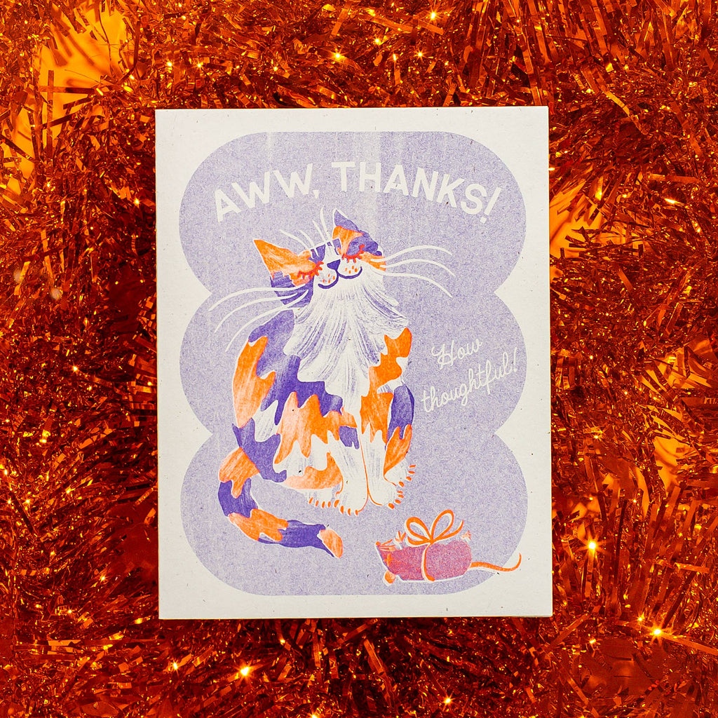 Aww, Thanks! Cat - Risograph Thank You Card