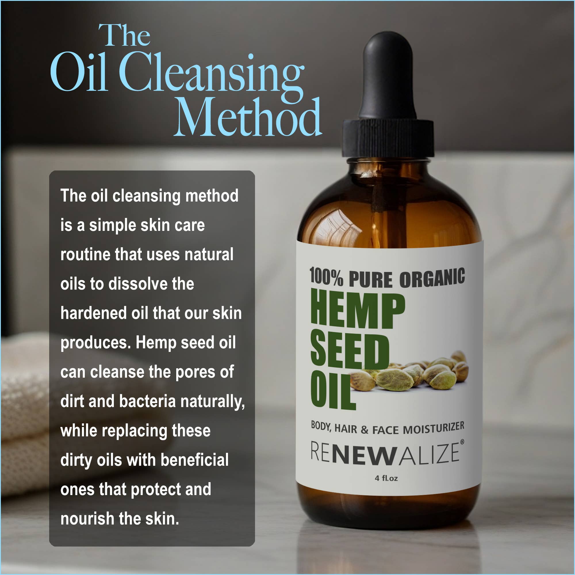 Organic Hemp Seed Face Cleansing Oil & Moisturizer