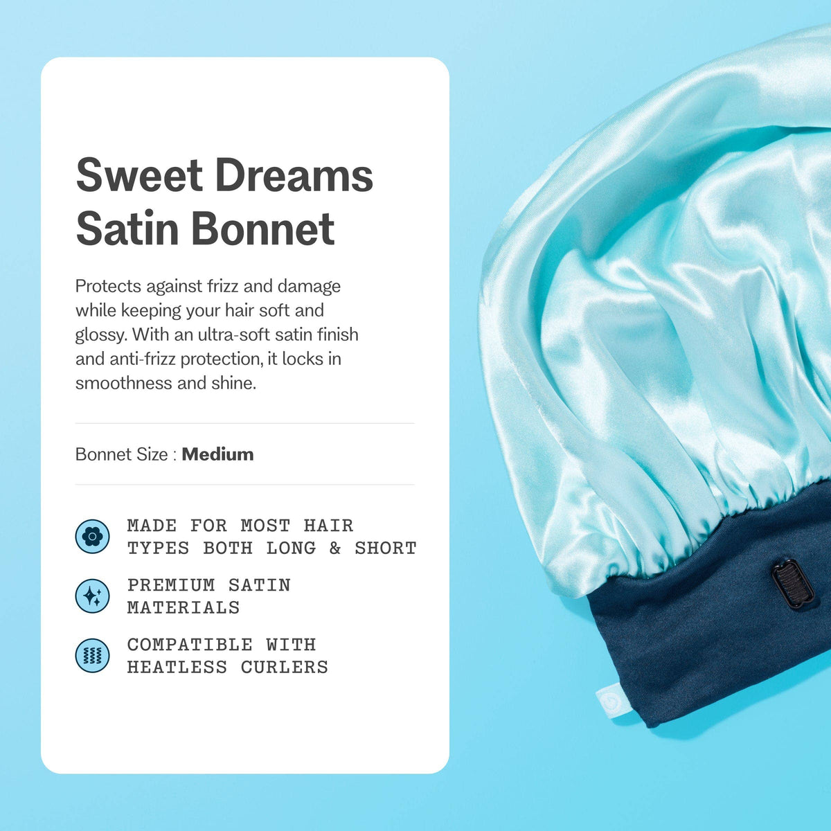 Satin Sleep Bonnet For Mid-Length Hair - Sweet Dreams