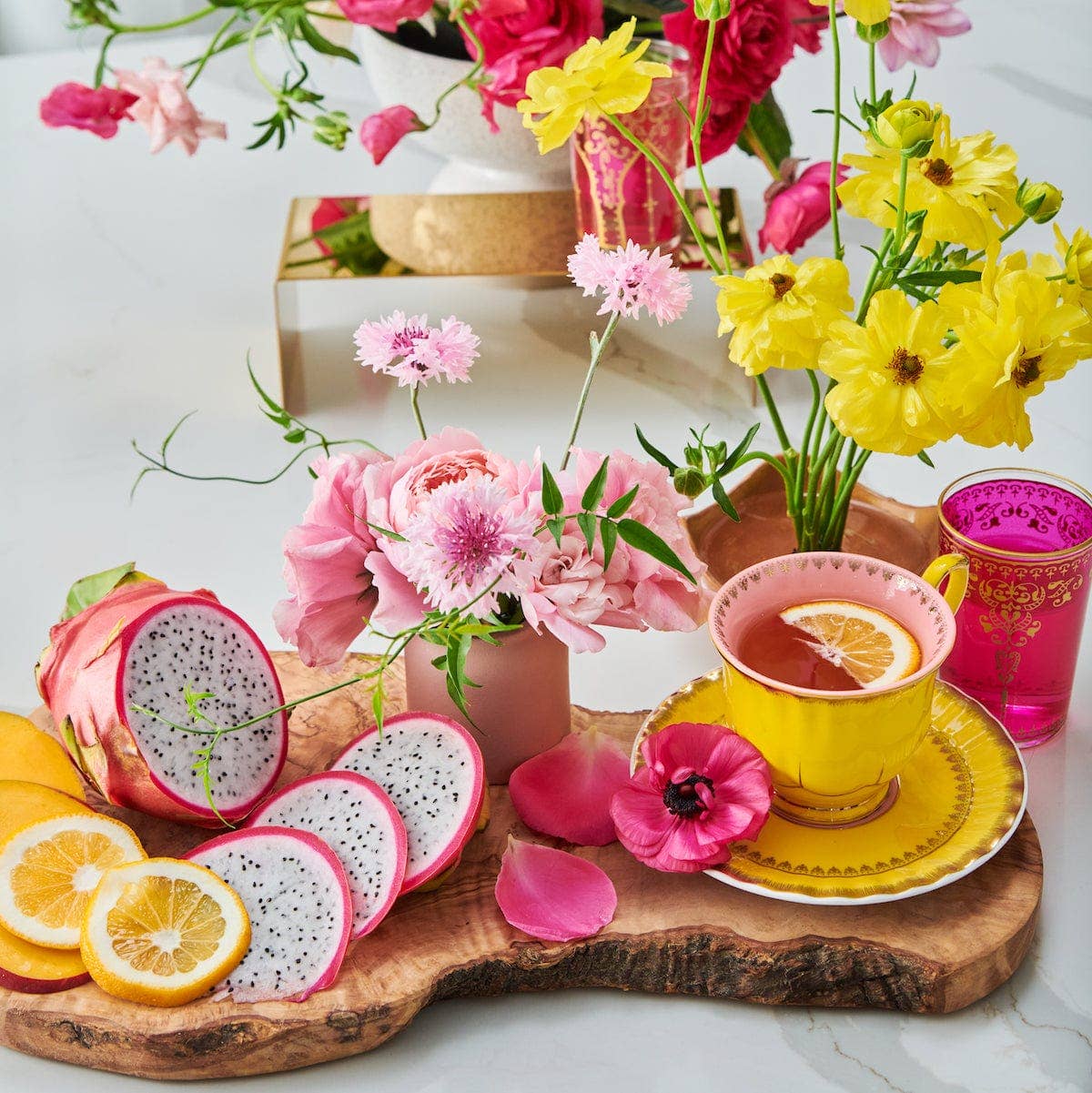 Pink Tourmaline: Organic Dragon Fruit Hibiscus White Tea for Immune Support, Heart & Breast Health