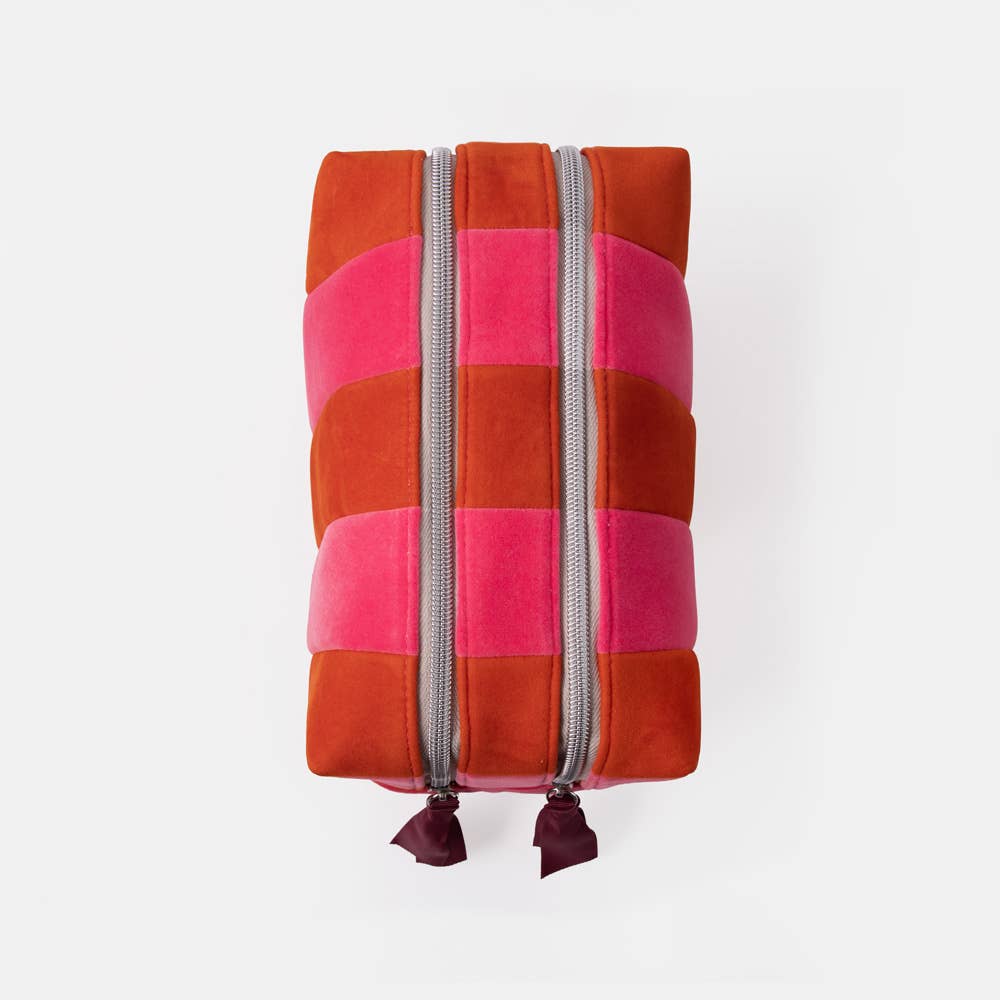 Orange/Pink Stripe Large Cosmetic Bag