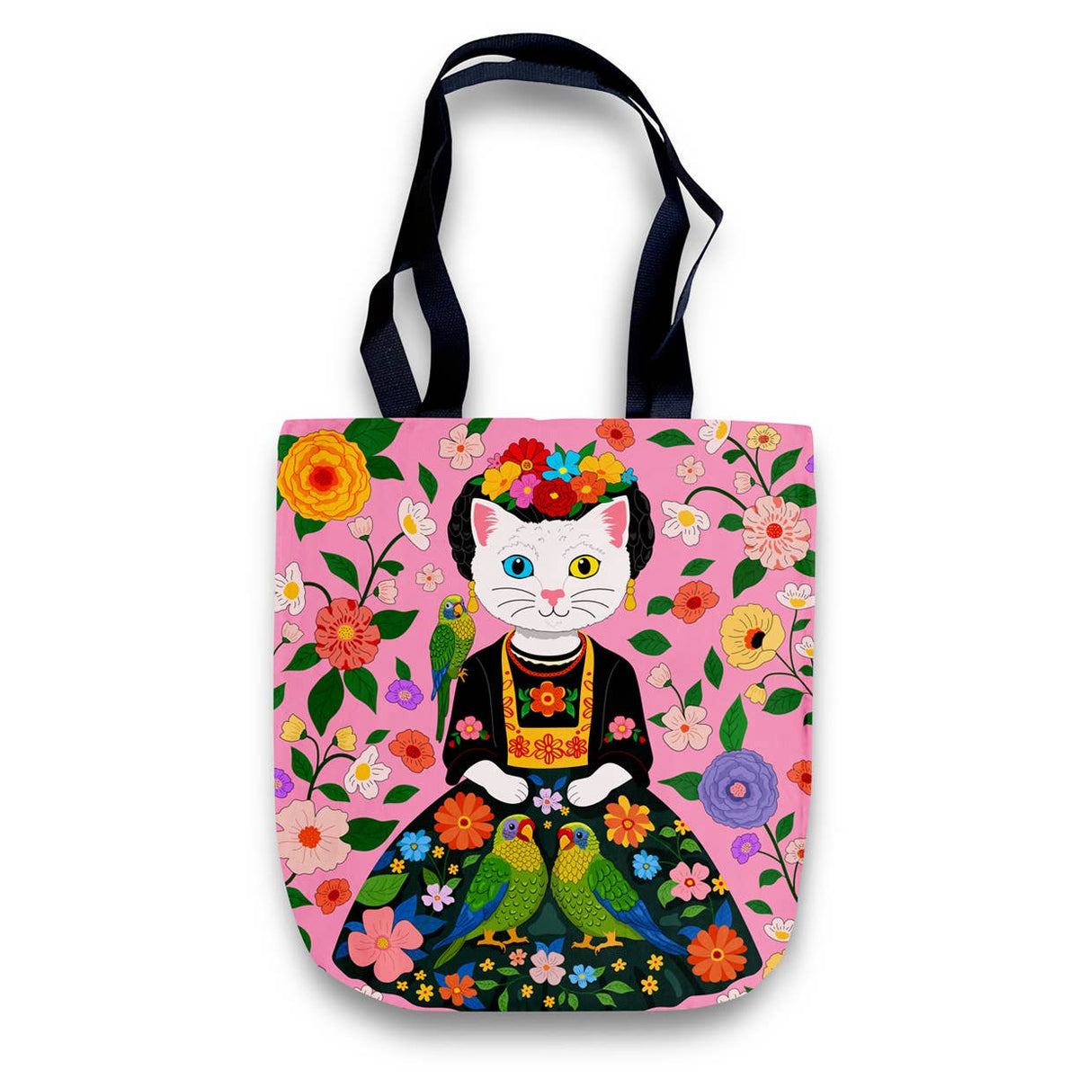 Cheeky Tote Bag: The Portrait of White Cat - Frida Catlo