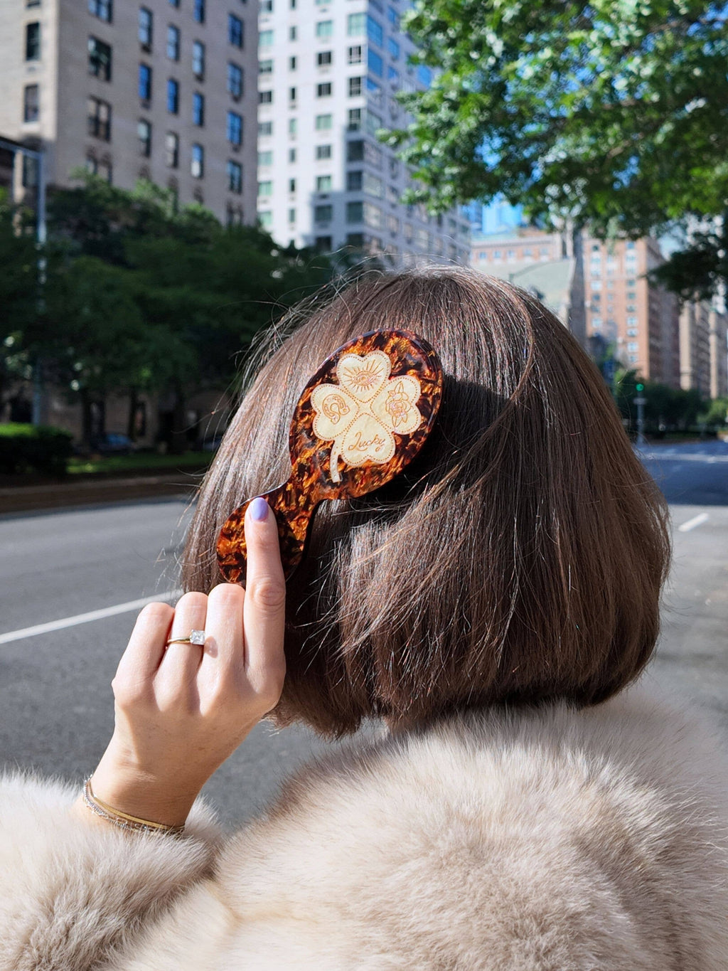 Hand-painted Lucky Clover Handbag Hero Brush | Eco-Friendly