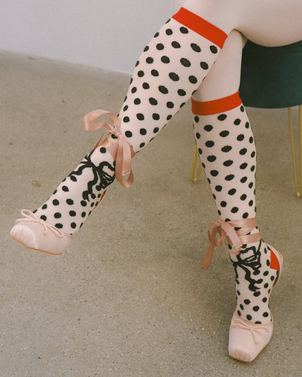 Polka Dot Bow Knee High Sheer Sock