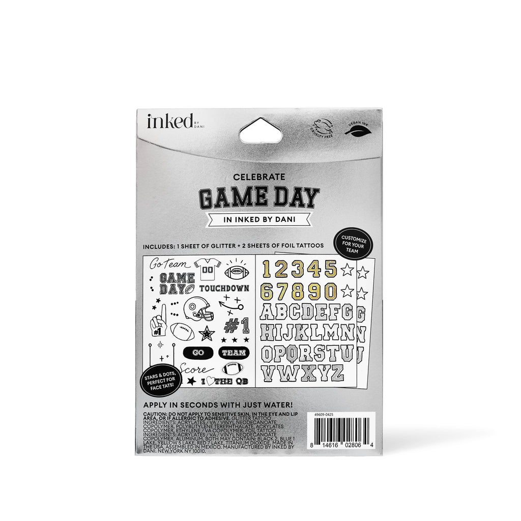 Game Day Touchdown Temporary Tattoo Pack