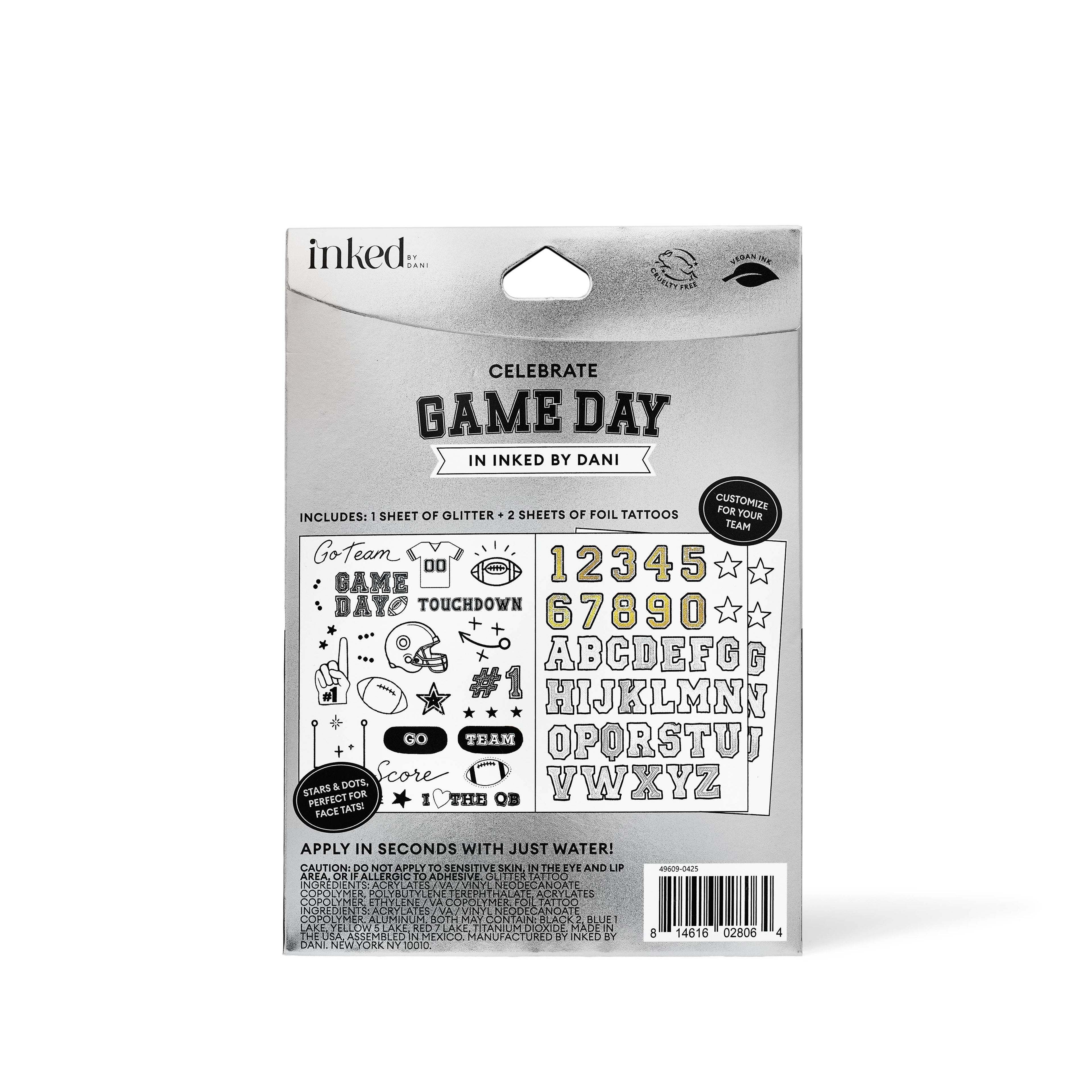 Game Day Touchdown Temporary Tattoo Pack