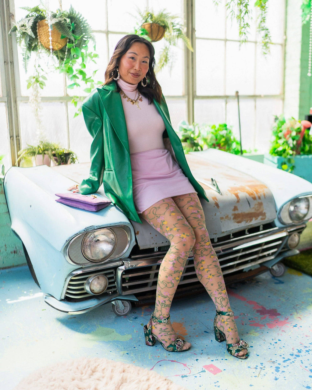 Heart Floral Sheer Thigh High Stockings