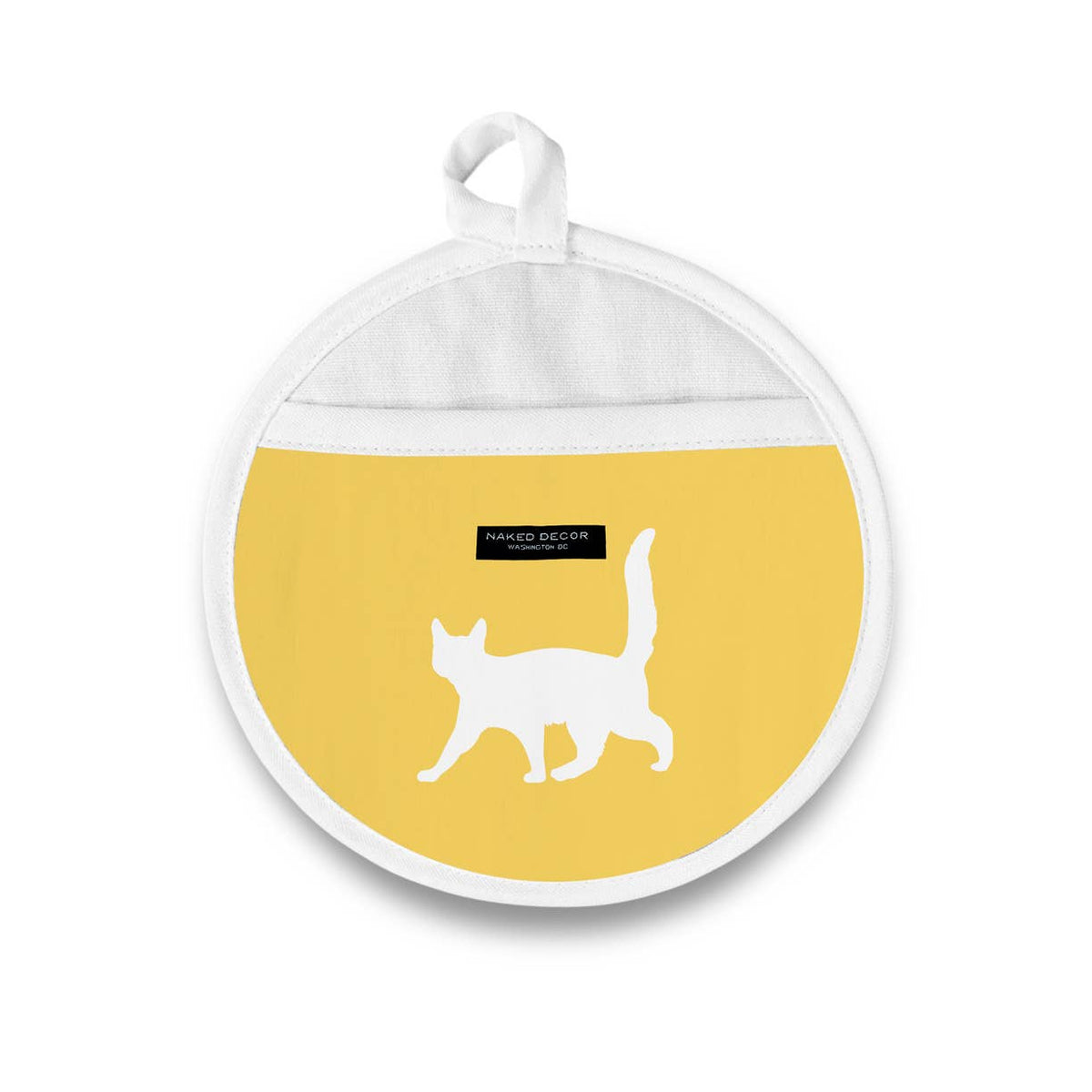 Modern Gray Tabby Kitty Cat Round Potholder / Hot Pad  