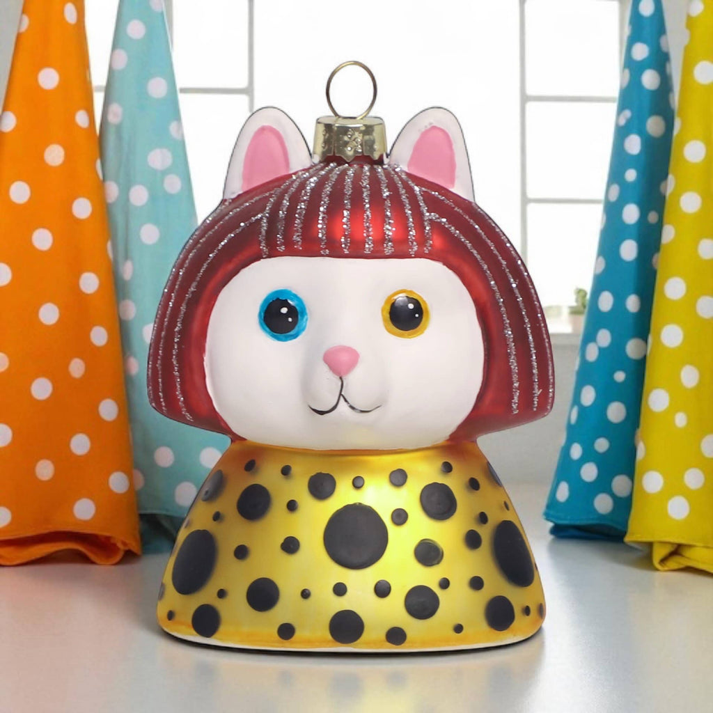 Museum Collection- Yayoi Kusameow White Cat Ornament