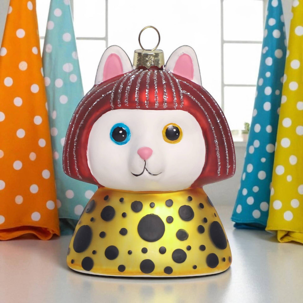 Museum Collection- Yayoi Kusameow White Cat Ornament