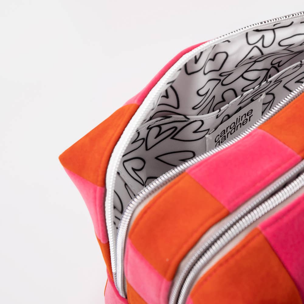 Orange/Pink Stripe Large Cosmetic Bag