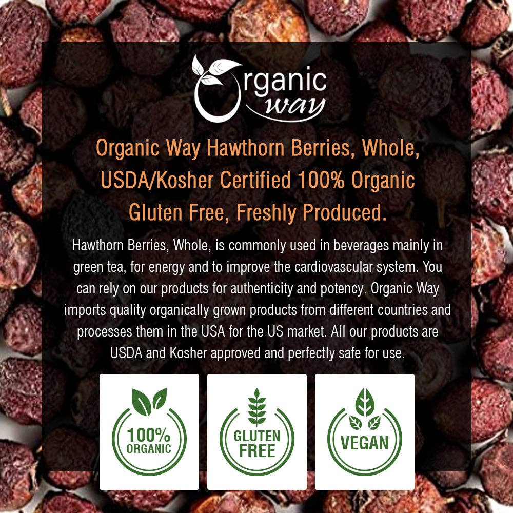 Hawthorn Berries Fruit Whole (Crataegus monogyna) - European Wild-Harvest | Kosher Certified | Vegan, Non GMO & Gluten Free | USDA Certified | Origin - Albania
