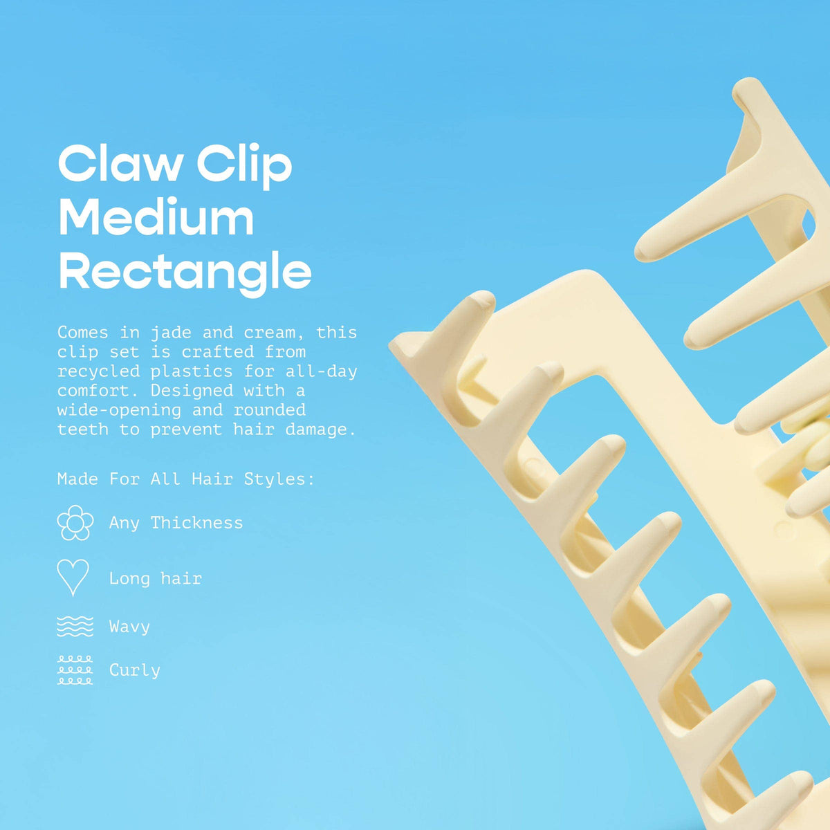 Rectangle Claw Clips For Most Hair Types - Locked In