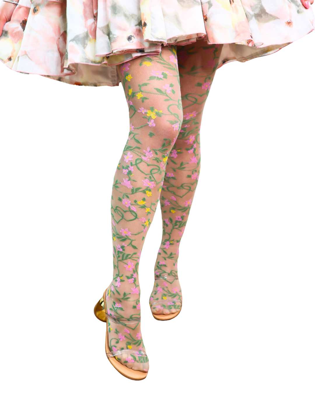 Heart Floral Sheer Thigh High Stockings