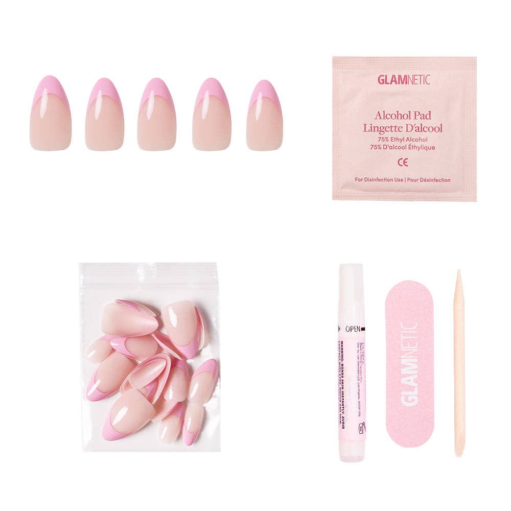 Pink Macaron French Tip Press-On Nails | Short Almond