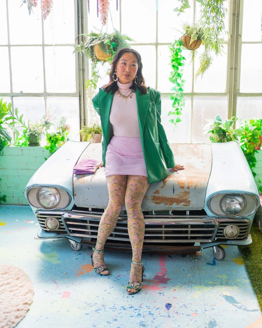 Heart Floral Sheer Thigh High Stockings