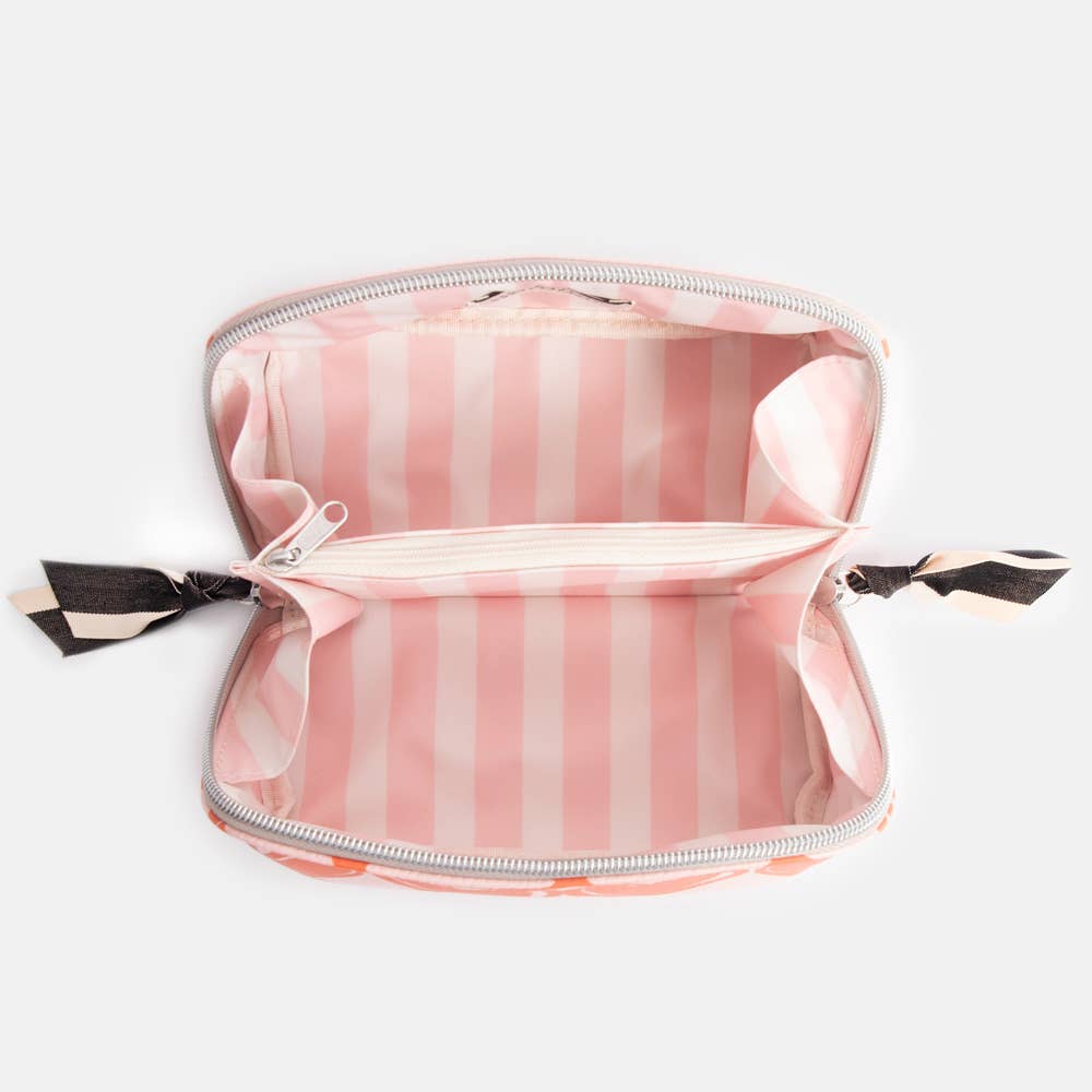 Pink/Orange Linked Hearts Diagonal Cosmetic Bag
