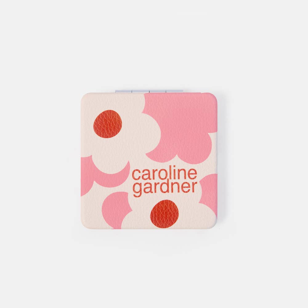 Pink Flower Square Pocket Mirror