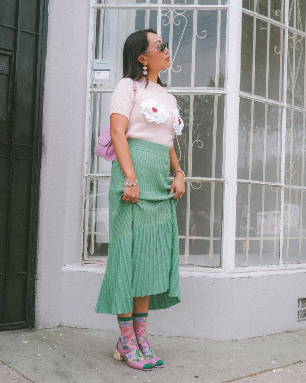 Wicked For Good Floral Sheer Crew Sock