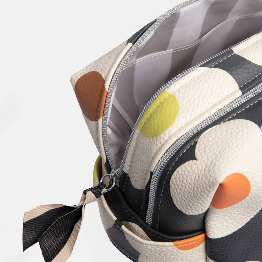 Multi Flower Charcoal Large Travel Washbag