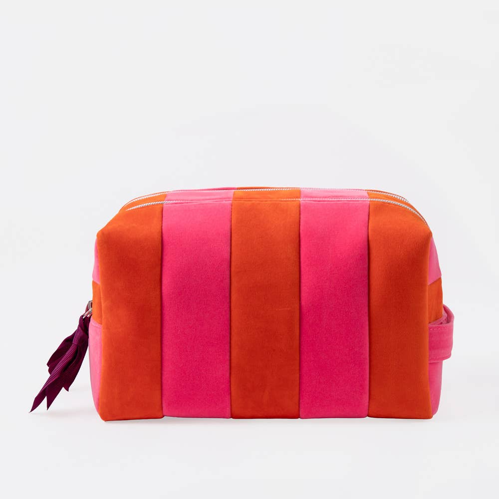 Orange/Pink Stripe Large Cosmetic Bag