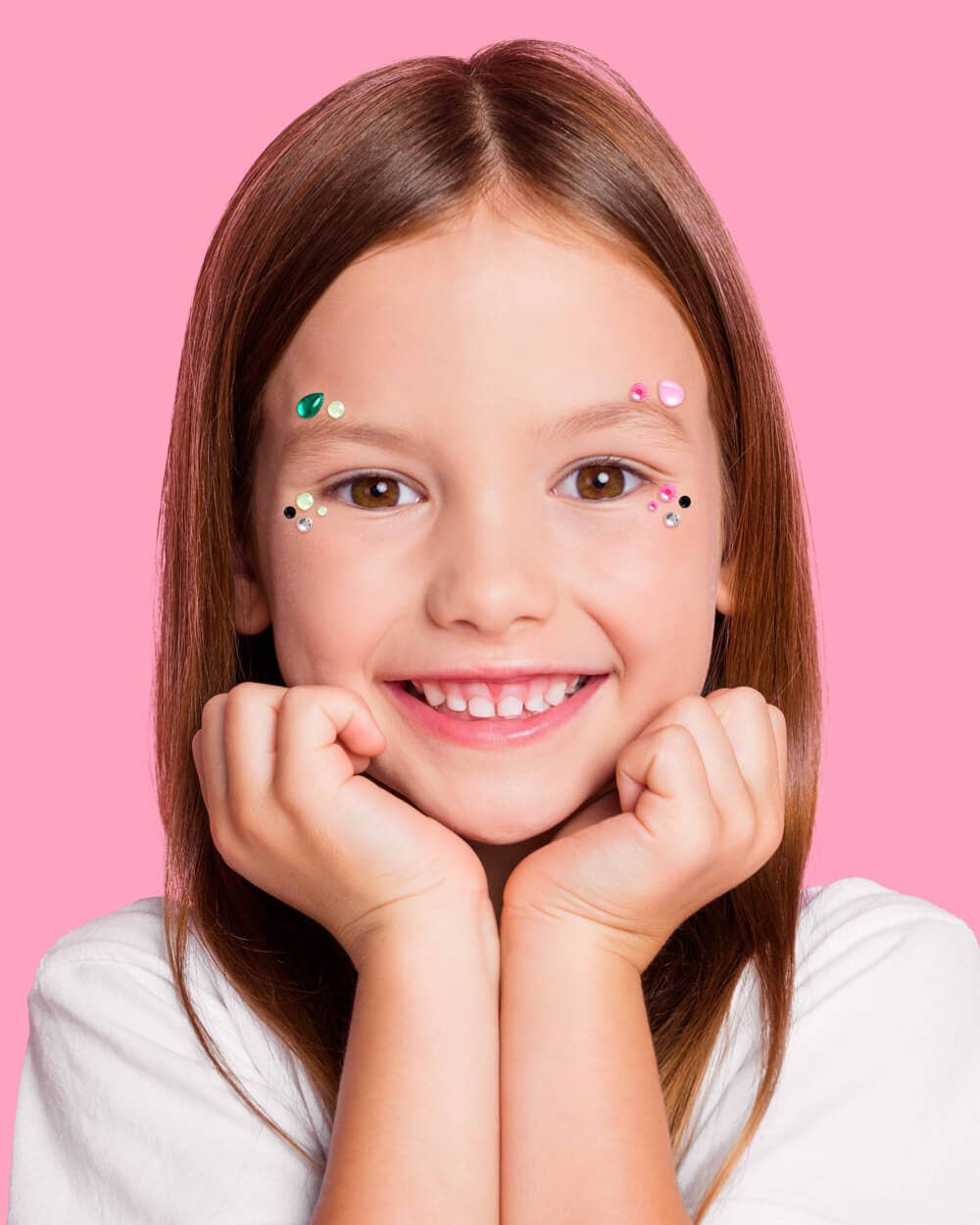 Wicked Pink Green Face Gem Set