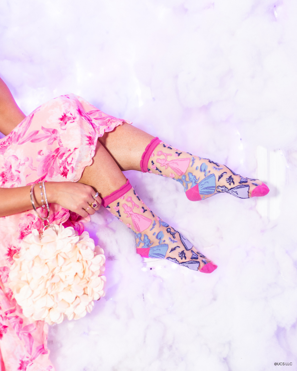 Wicked Glinda Silhouette Ruffle Sheer Crew Sock