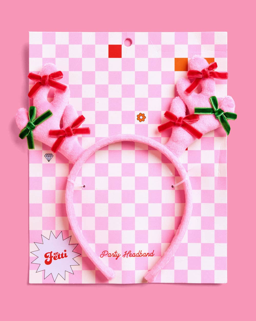 Pink Reindeer Holiday Headband