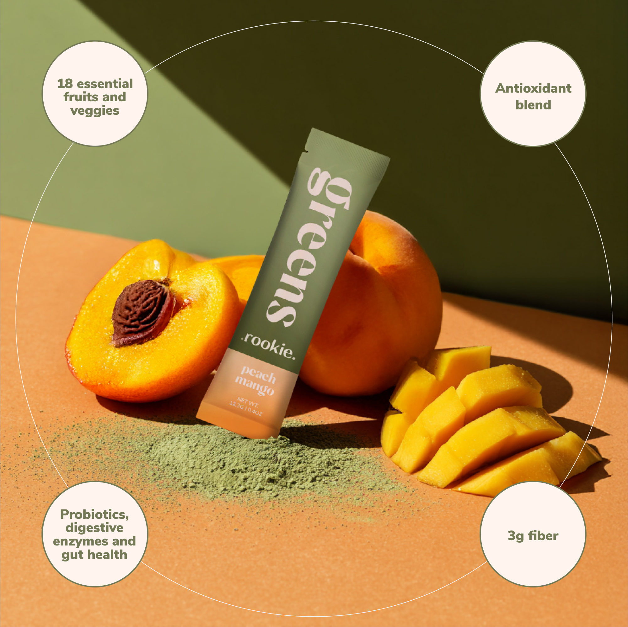 Peach Mango Superfood Powder Drink Mix: Gut & Immune Health