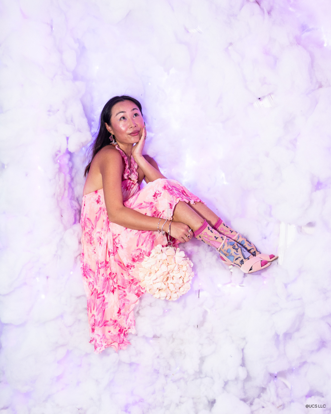 Wicked Glinda Silhouette Ruffle Sheer Crew Sock