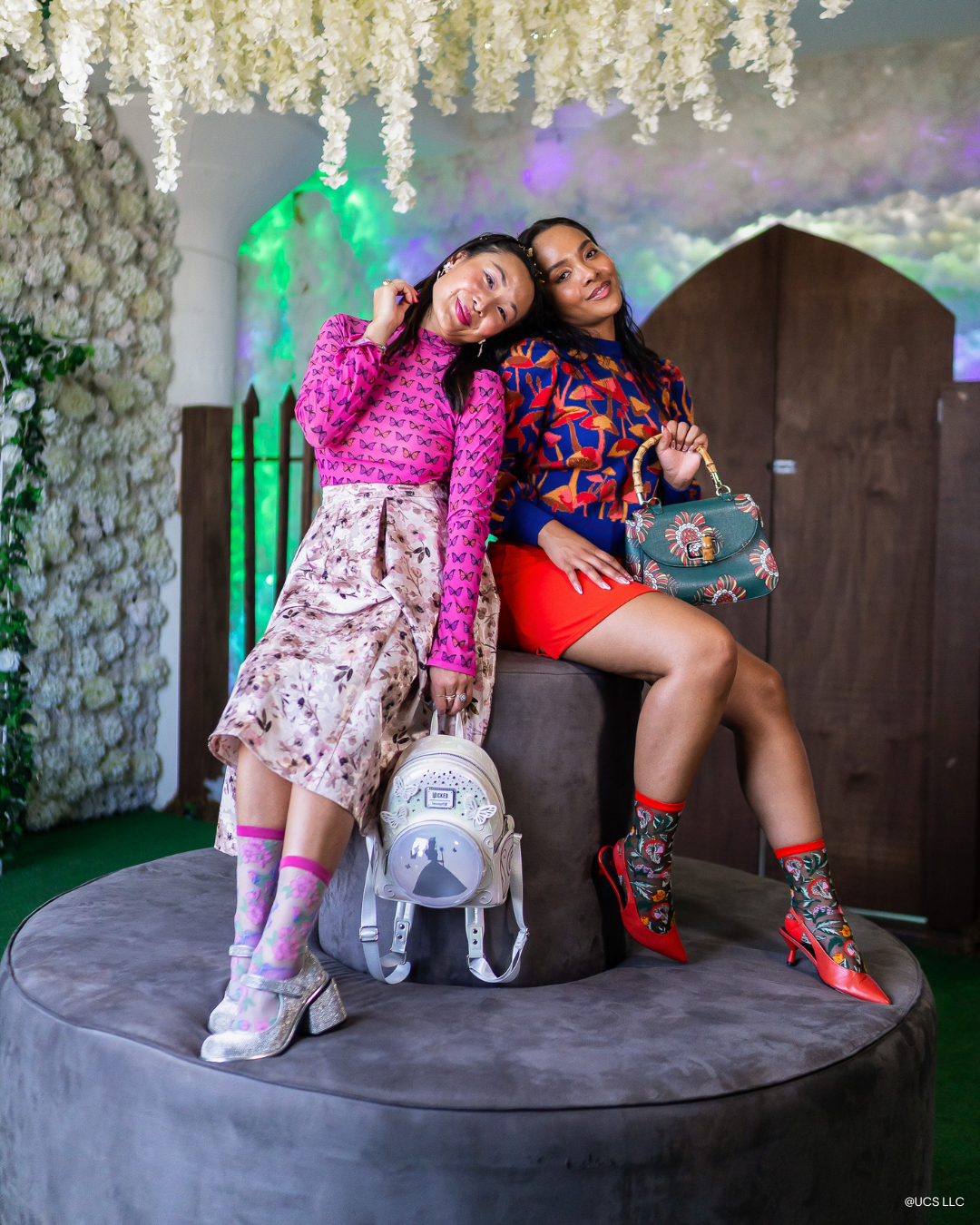 Wicked Glinda Land Butterfly Shimmer Sheer Crew Sock