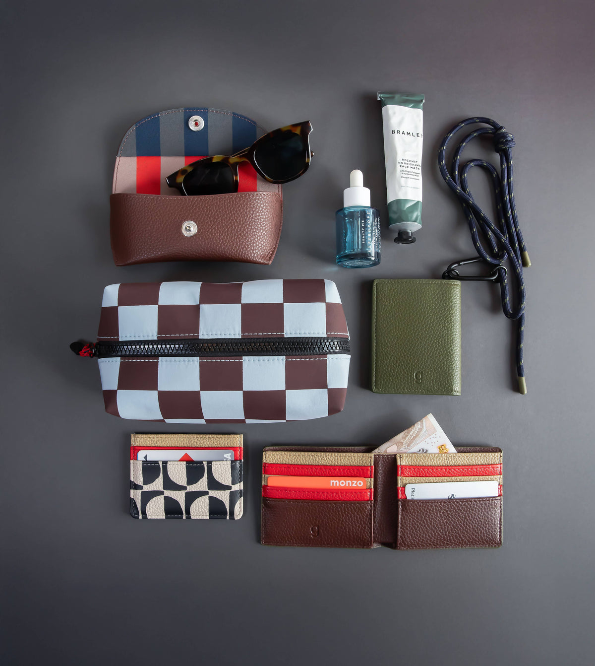 Navy/Khaki Stripe Billfold Wallet