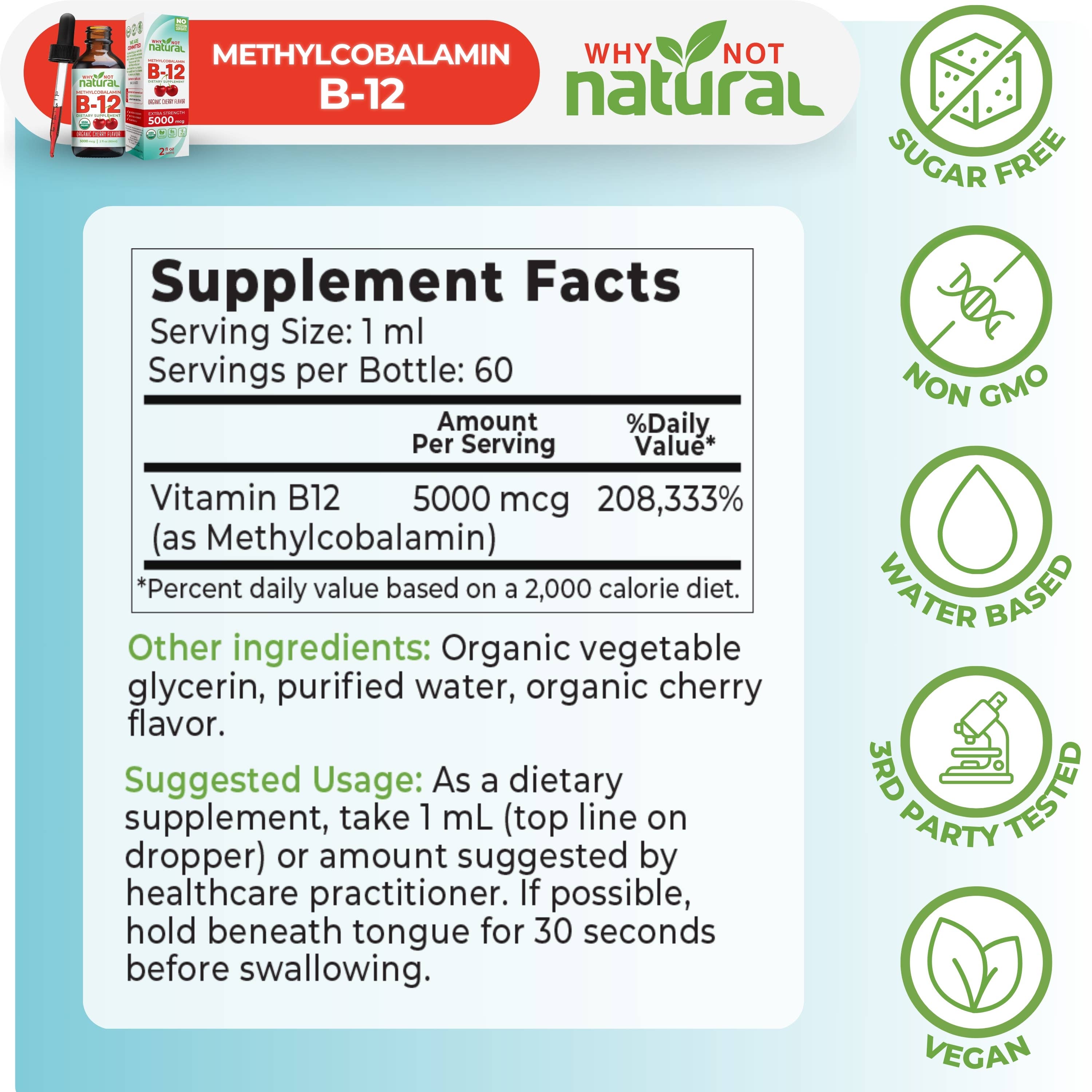 Organic Vitamin B12 Liquid Drops Supports Focus & Energy