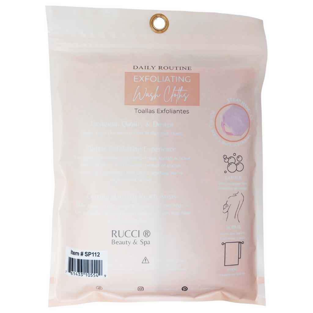 Long Exfoliating Wash Cloth Set – 2 Pack Back Scrubber