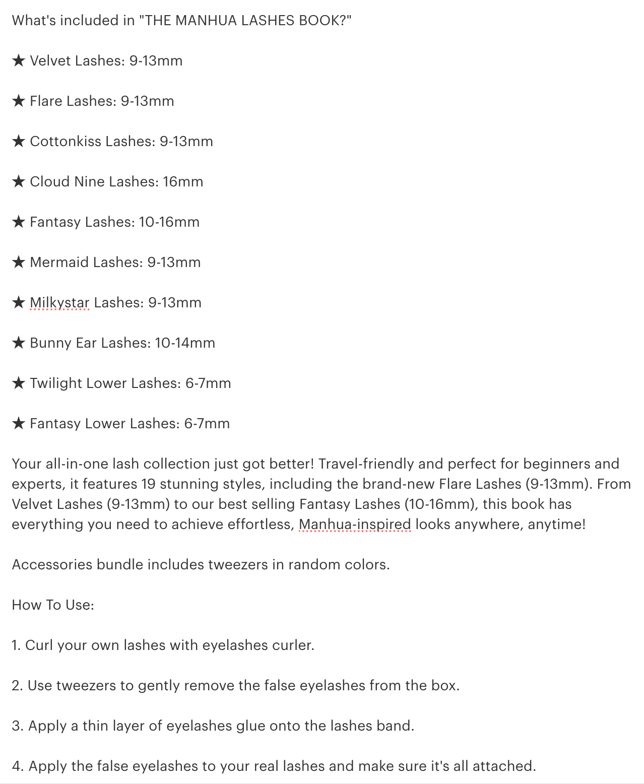 Manhua Book Travel Friendly False Lash Clusters – 11 Styles