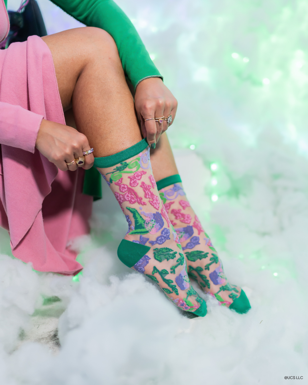 Wicked For Good Floral Sheer Crew Sock