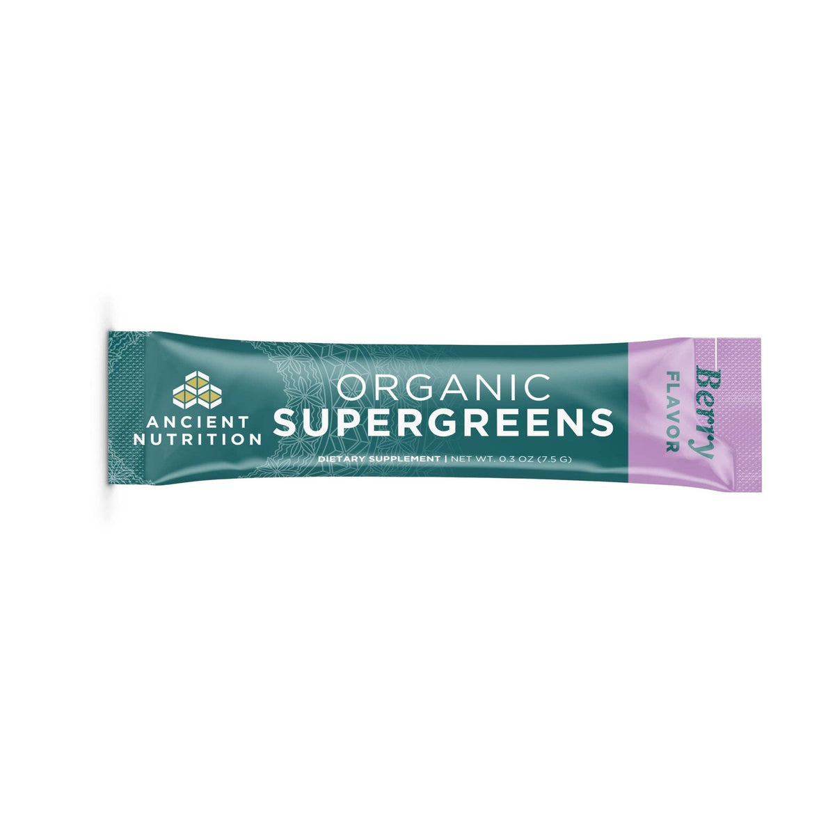 Organic SuperGreens Stick Packs | Powder Berry Flavor 16 Count Box