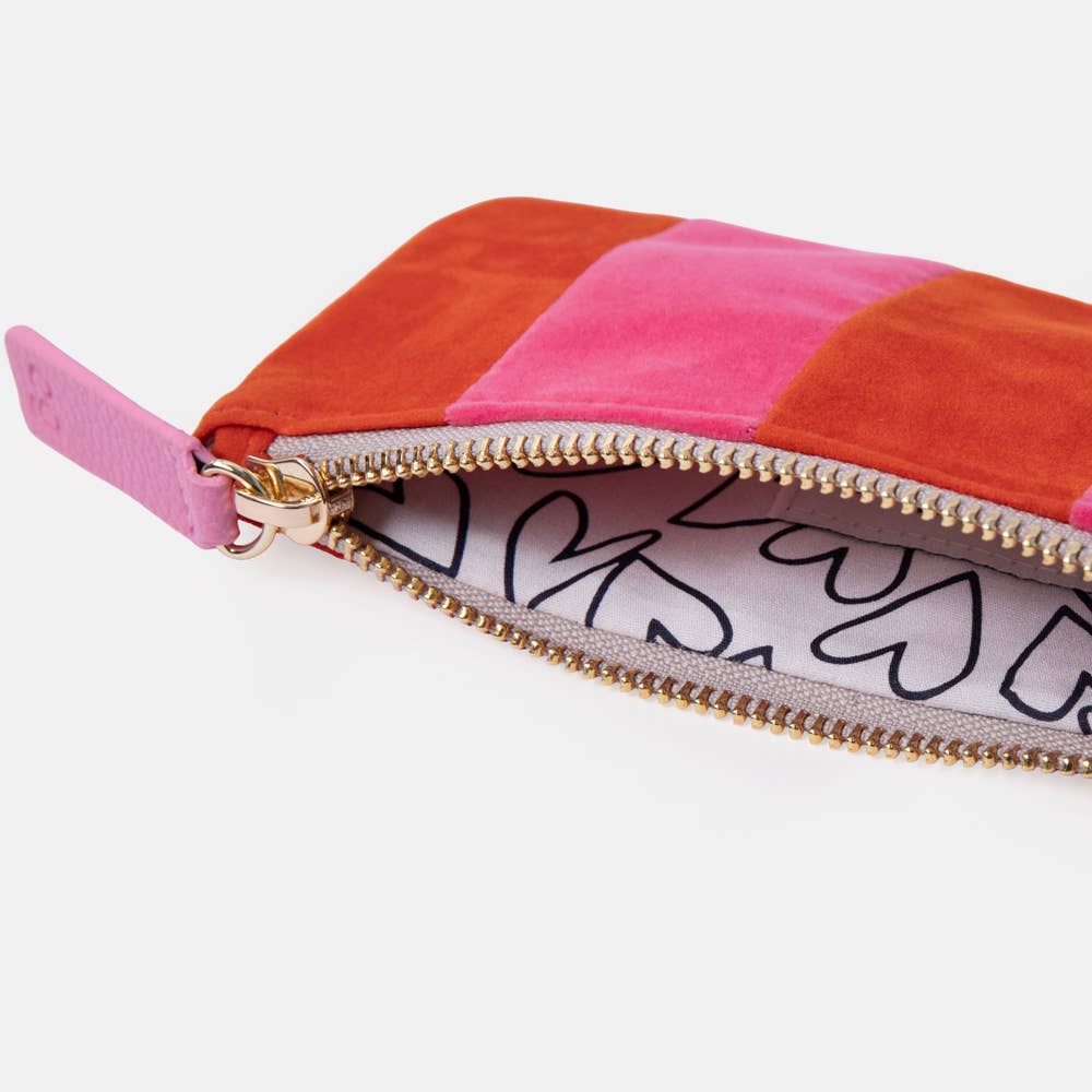 Orange/Pink Stripe Velvet Rectangle Pencil Case