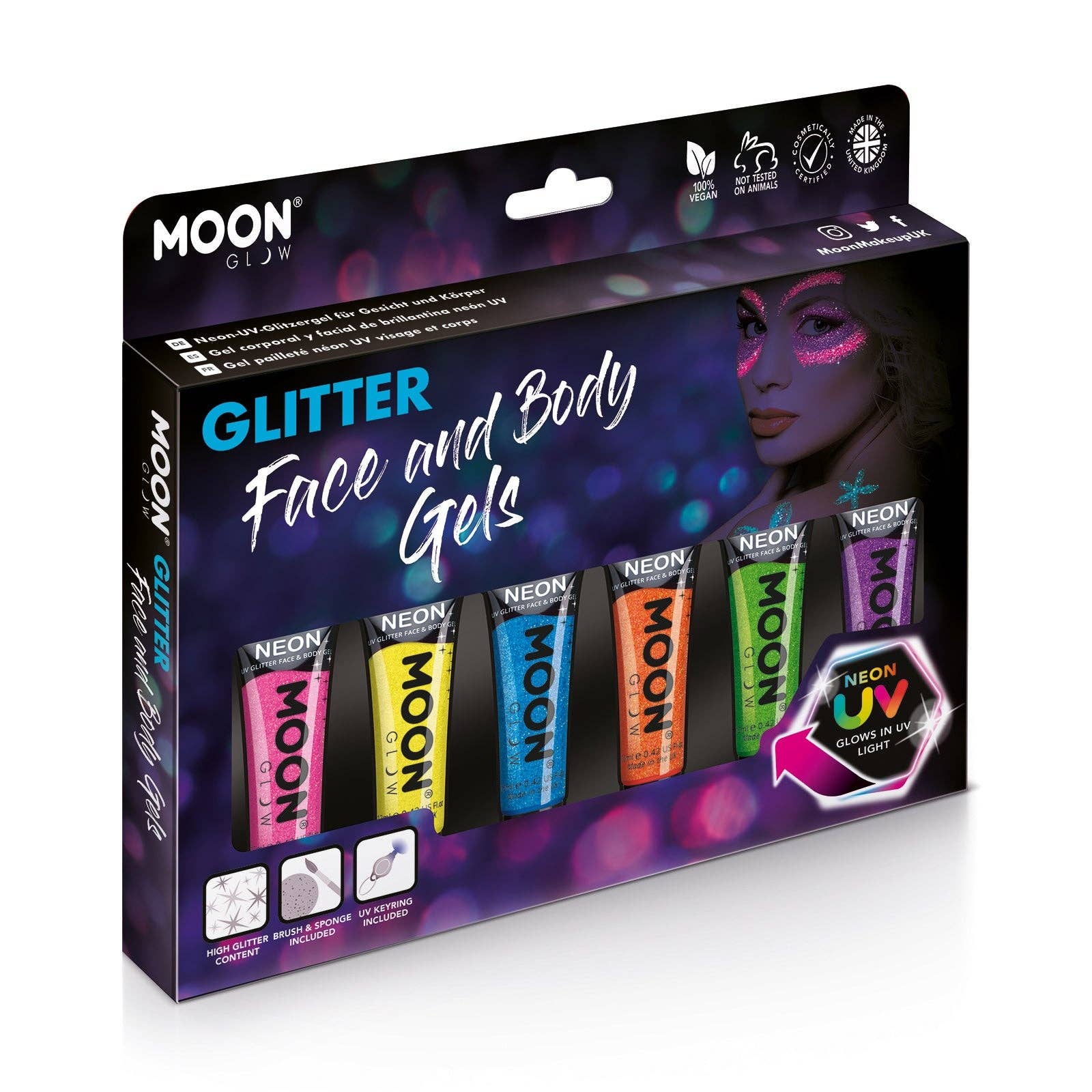 Neon UV Glow Blacklight Fine Face & Body Glitter Gel