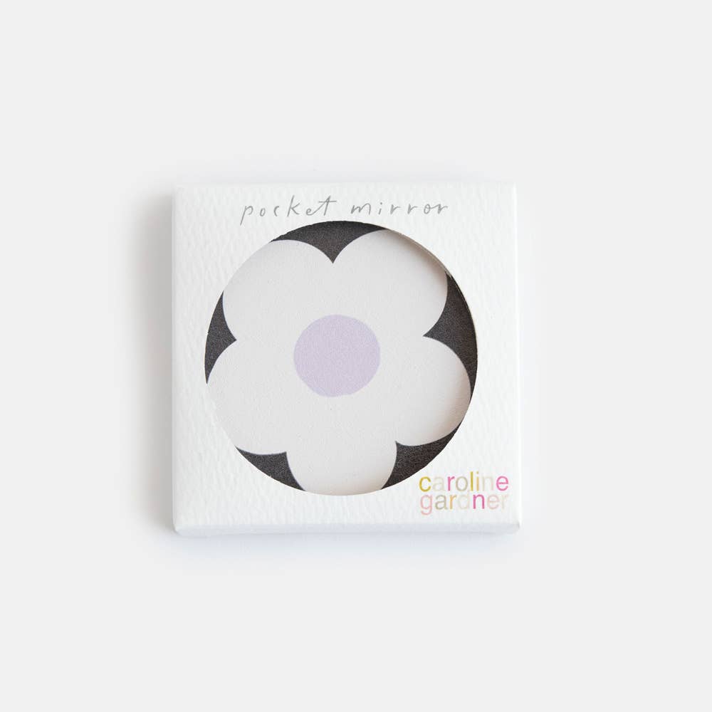 Multi Flower Charcoal Round Pocket Mirror