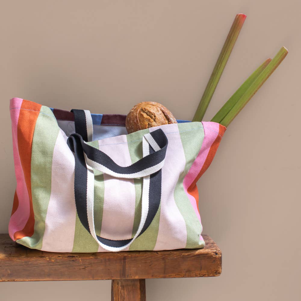 Multi-Stripe Panels Tote Bag