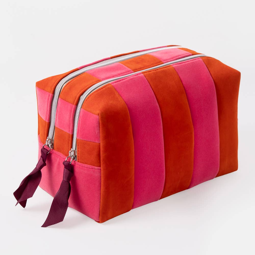 Orange/Pink Stripe Large Cosmetic Bag