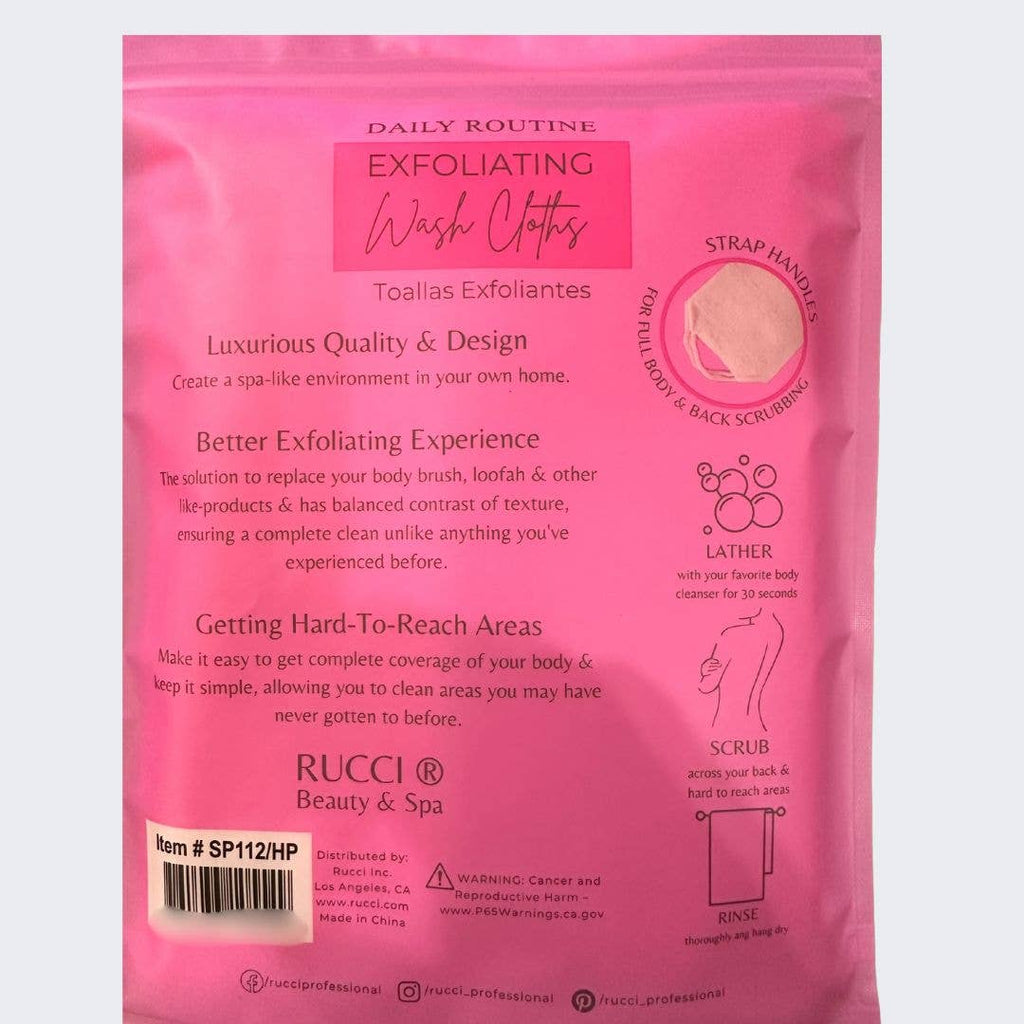 Long Exfoliating Wash Cloth Set – 2 Pack Back Scrubber